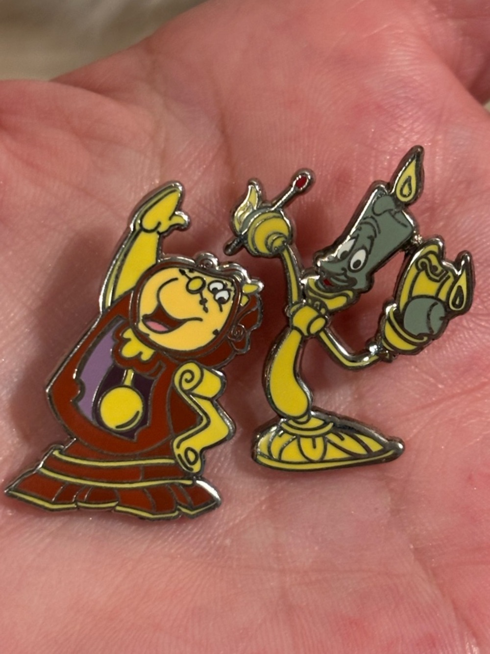 Disney Beauty and the Beast Cogsworth & Lumiere Enamel Pins